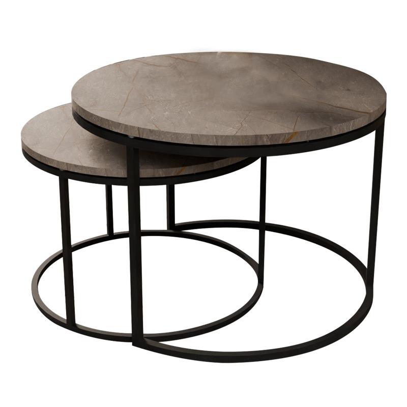 Τραπέζια σαλονιού Solme σετ 2τεμ γκρι μαρμάρου μελαμίνης-μαύρο μέταλλο Τραπέζια σαλονιού Solme σετ 2τεμ γκρι μαρμάρου μελαμίνης-μαύρο μέταλλο