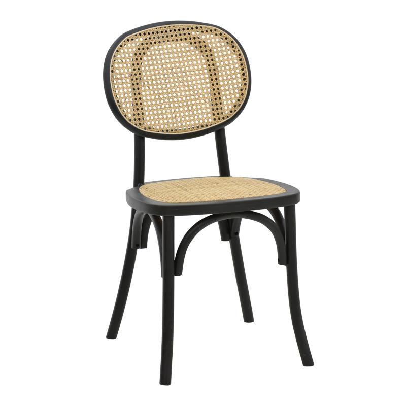 Καρέκλα Zoel μαύρο ξύλο οξιάς-φυσικό rattan 45x52x82εκ Καρέκλα Zoel μαύρο ξύλο οξιάς-φυσικό rattan 45x52x82εκ