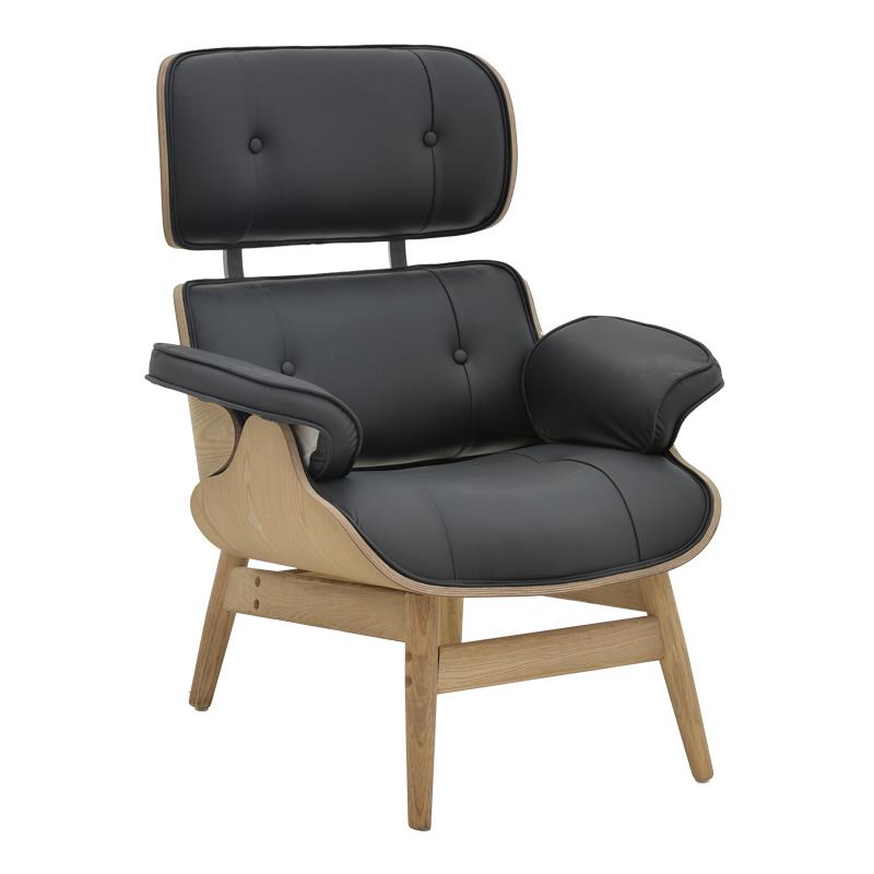 Πολυθρόνα relax Mirto μασίφ ξύλο καρυδί -PU μαύρο 80x80x96.5εκ Πολυθρόνα relax Mirto μασίφ ξύλο καρυδί -PU μαύρο 80x80x96.5εκ