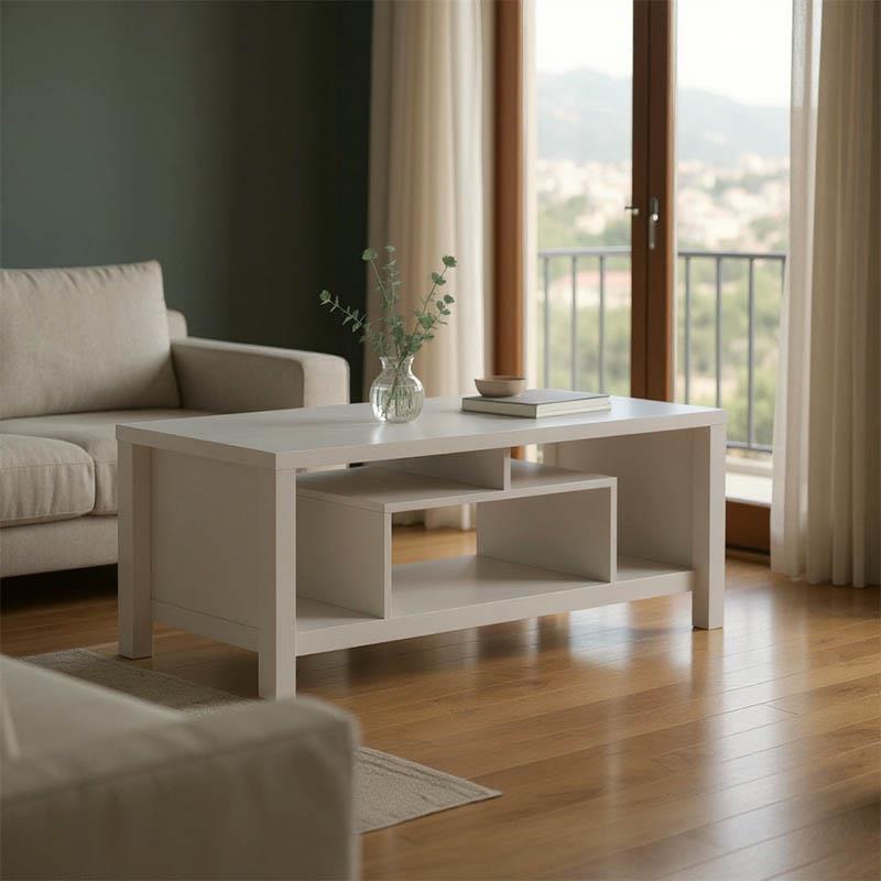 Τραπέζι σαλονιού Tracy λευκό-γκρι 120x60x48.5εκ Τραπέζι σαλονιού Tracy λευκό-γκρι 120x60x48.5εκ