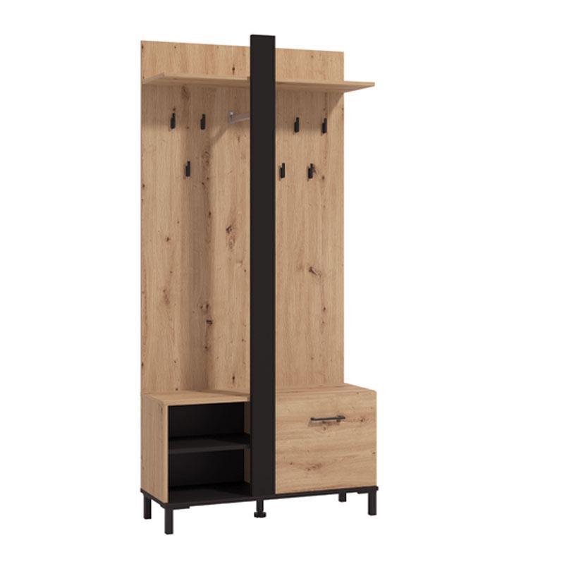 Έπιπλο Χολ Capitello Artisan - Μαύρο - Μαύρο Μάτ 90x33x191 εκ. Έπιπλο Χολ Capitello Artisan - Μαύρο - Μαύρο Μάτ 90x33x191 εκ.