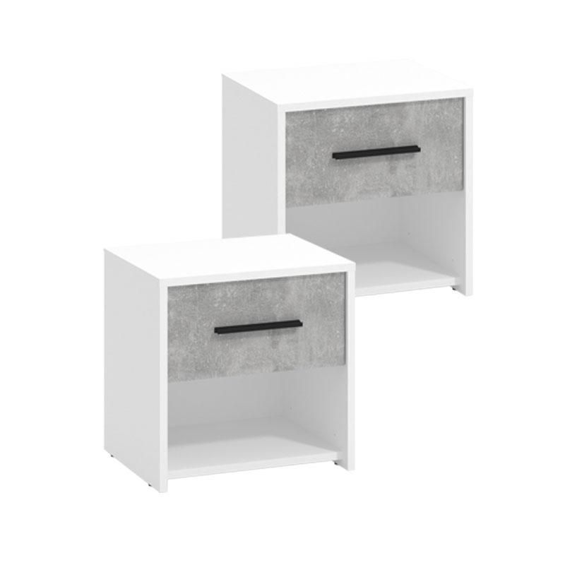 Σετ 2 Κομοδίνα Varadero 2NO1F Λευκό - Concrete 42x33x42 εκ. Σετ 2 Κομοδίνα Varadero 2NO1F Λευκό - Concrete 42x33x42 εκ.