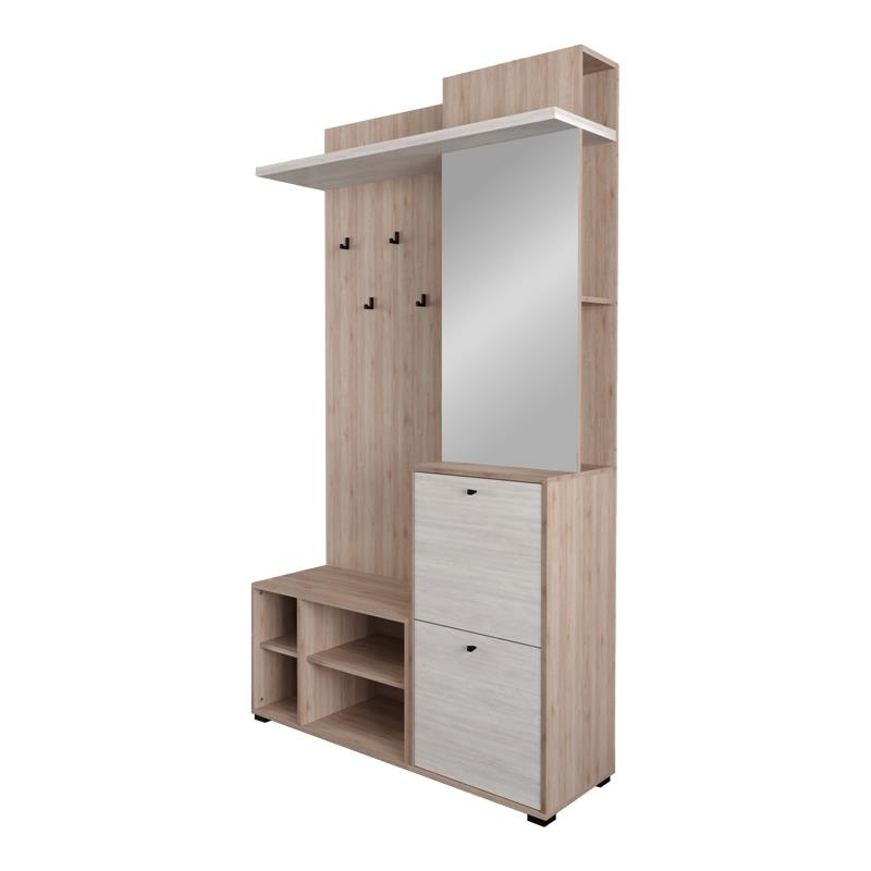 Έπιπλο εισόδου Louisen oak-λευκό μελαμίνης 125x40x217.5εκ Έπιπλο εισόδου Louisen oak-λευκό μελαμίνης 125x40x217.5εκ