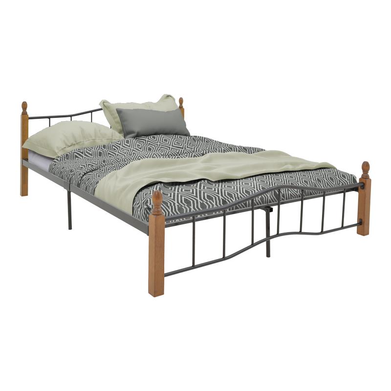 Κρεβάτι διπλό Faryn καρυδί rubberwood-μαύρο μέταλλο 150x200εκ Κρεβάτι διπλό Faryn καρυδί rubberwood-μαύρο μέταλλο 150x200εκ