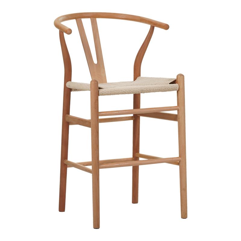 Σκαμπό μπαρ Wishbone rubberwood-σχοινί σε φυσική απόχρωση 55x49x108εκκ Σκαμπό μπαρ Wishbone rubberwood-σχοινί σε φυσική απόχρωση 55x49x108εκκ