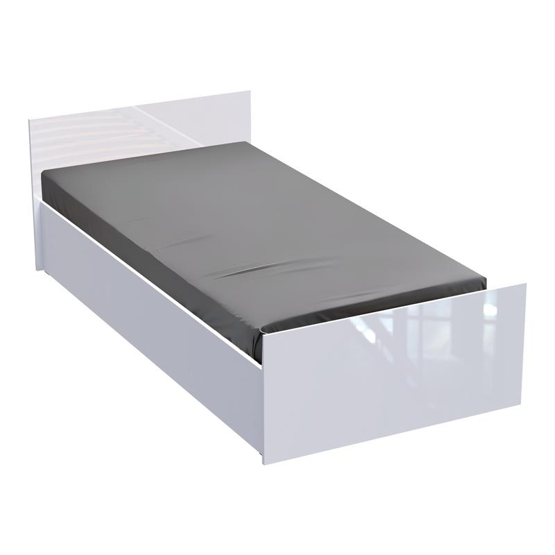 Κρεβάτι μονό Afina μελαμίνη σε λευκή glossy απόχρωση 90x200εκ Κρεβάτι μονό Afina μελαμίνη σε λευκή glossy απόχρωση 90x200εκ