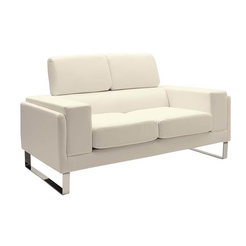 Καναπές Shea 2θέσιος PU ivory-inox 158x80x87εκ Καναπές Shea 2θέσιος PU ivory-inox 158x80x87εκ