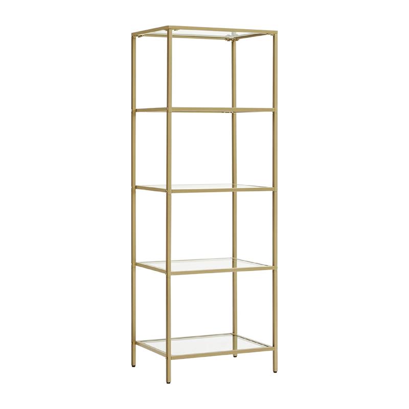 Ραφιέρα μεταλλική με γυάλινη επιφάνεια Letus σε χρυσή απόχρωση 40x30x125εκ Ραφιέρα μεταλλική με γυάλινη επιφάνεια Letus σε χρυσή απόχρωση 40x30x125εκ