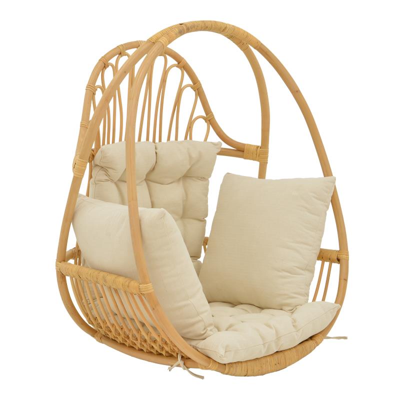 Κρεμαστή κούνια Jorg φυσικό rattan-κρεμ μαξιλάρι 80x59x105εκ Κρεμαστή κούνια Jorg φυσικό rattan-κρεμ μαξιλάρι 80x59x105εκ