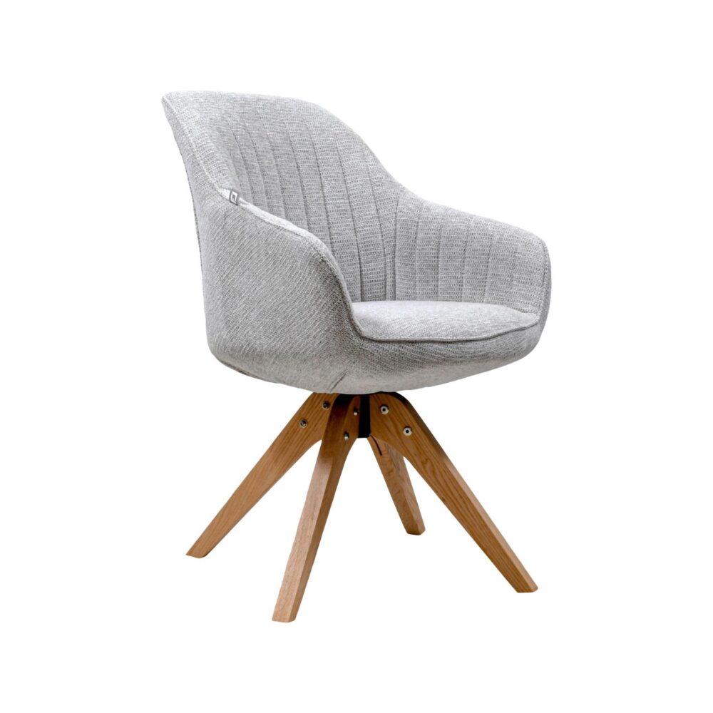 Περιστρεφόμενη Καρέκλα Τραπεζαρίας FL23A Fylliana Μπέζ με Ξύλινα πόδια 63x58x82εκ.