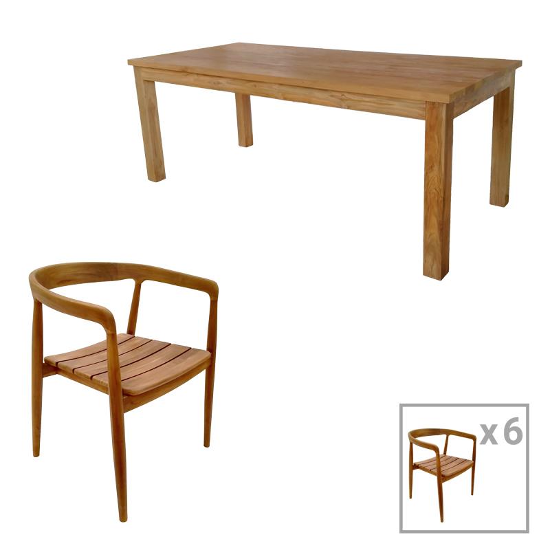 Τραπεζαρία 7τεμ.Noody-Wooly teak ξύλο σε φυσική απόχρωση Τραπεζαρία 7τεμ.Noody-Wooly teak ξύλο σε φυσική απόχρωση