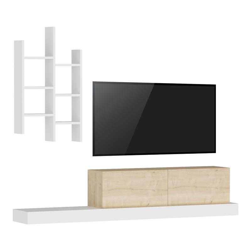 Έπιπλο τηλεόρασης Rumba σε λευκή-oak απόχρωση 180x30x31εκ Έπιπλο τηλεόρασης Rumba σε λευκή-oak απόχρωση 180x30x31εκ