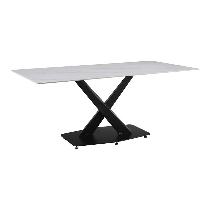 Τραπέζι Tafel pakoword Sintered stone λευκό με μεταλλικά πόδια σε μαύρη απόχρωση 180x90x76εκ Τραπέζι Tafel pakoword Sintered stone λευκό με μεταλλικά πόδια σε μαύρη απόχρωση 180x90x76εκ