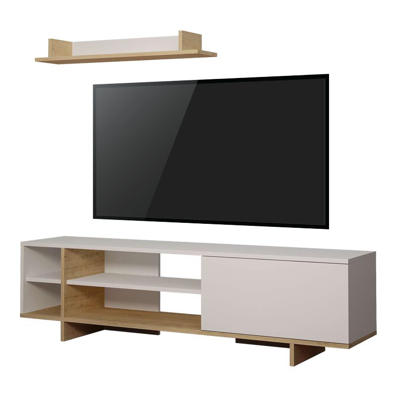 Σύνθετο σαλονιού Saloon σε λευκή-oak απόχρωση 160x35.5x44εκ Σύνθετο σαλονιού Saloon σε λευκή-oak απόχρωση 160x35.5x44εκ