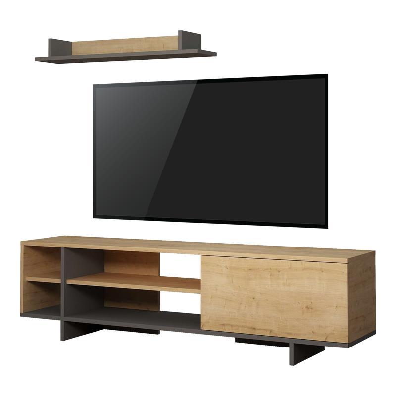 Σύνθετο σαλονιού Saloon σε ανθρακί-oak απόχρωση 160x35.5x44εκ Σύνθετο σαλονιού Saloon σε ανθρακί-oak απόχρωση 160x35.5x44εκ