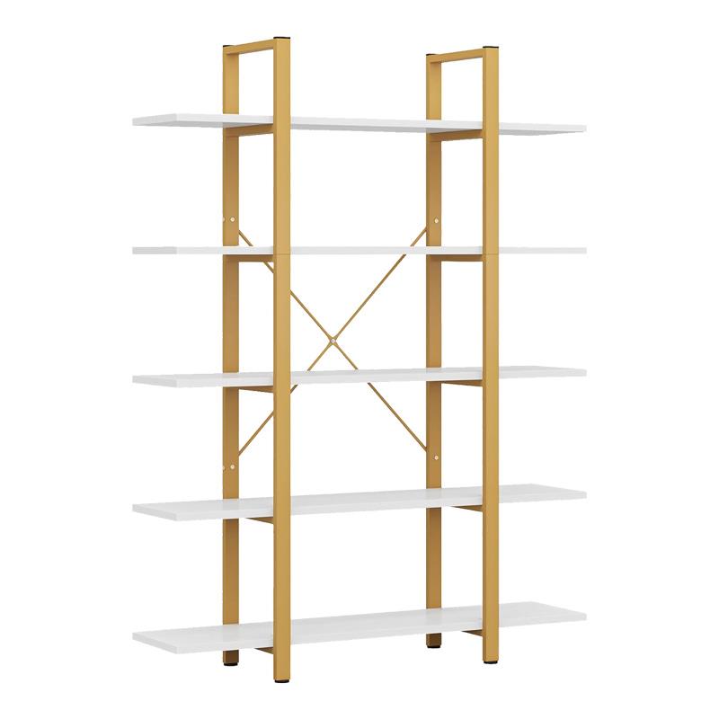 Βιβλιοθήκη Esthon σε λευκή όψη μαρμάρου με χρυσό μέταλλο 120x28x180εκ Βιβλιοθήκη Esthon σε λευκή όψη μαρμάρου με χρυσό μέταλλο 120x28x180εκ