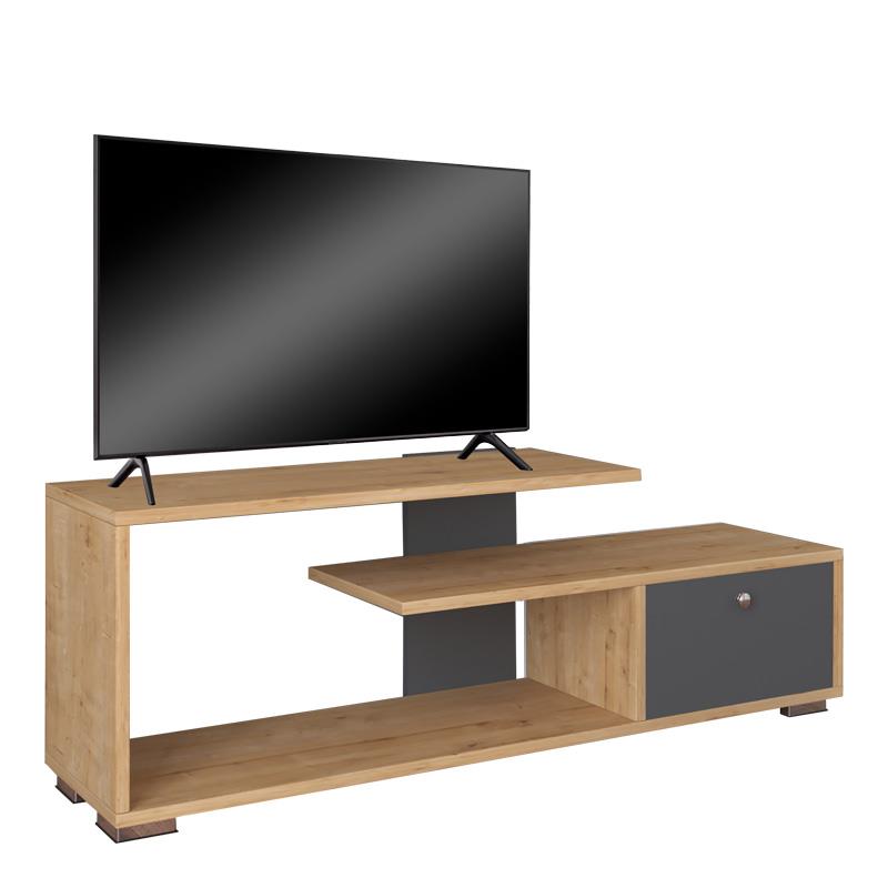 Έπιπλο τηλεόρασης Βotan ανθρακί - oak 120x30x42 εκ. Έπιπλο τηλεόρασης Βotan ανθρακί - oak 120x30x42 εκ.