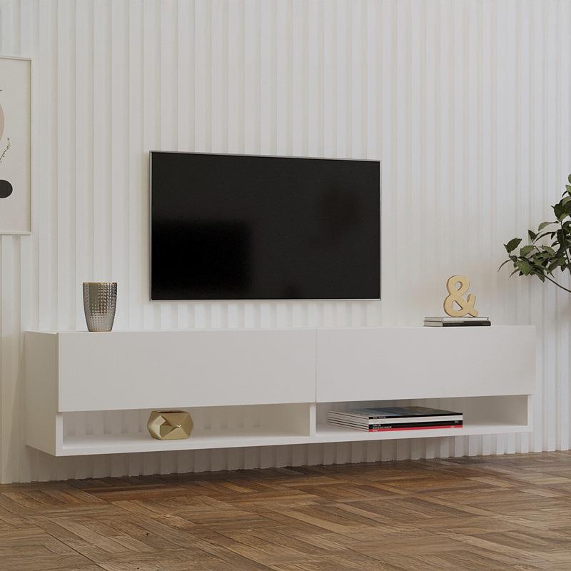 Έπιπλο τηλεόρασης επιτοίχιο Melosa λευκό 141x30x31 εκ. Έπιπλο τηλεόρασης επιτοίχιο Melosa λευκό 141x30x31 εκ.