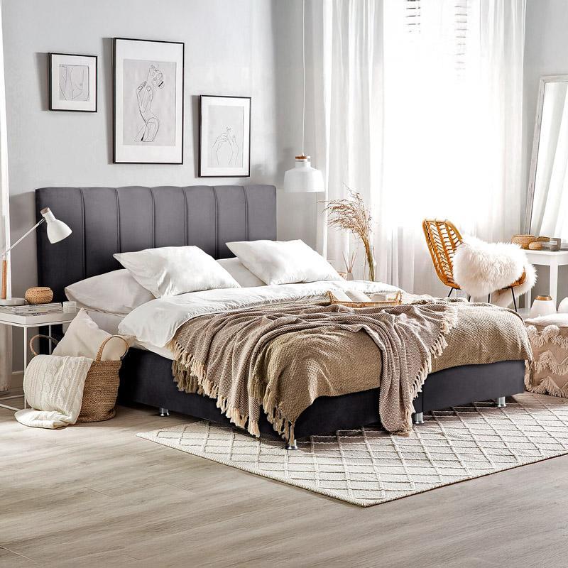 Επενδυμένο Κρεβάτι Elina Ημίδιπλο με Αποθηκευτικό χώρο Γκρί 140x200 εκ.