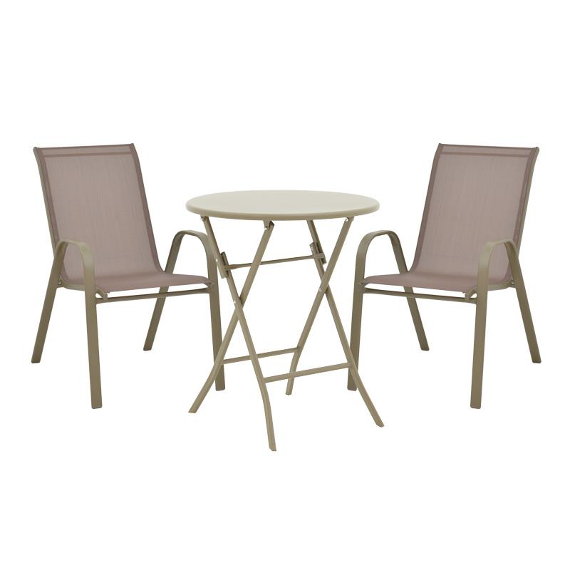 Σετ κήπου Τραπεζαρία Albero-Calan 3τεμ μέταλλο σε σαμπανιζέ απόχρωση Φ60x70εκ Σετ κήπου Τραπεζαρία Albero-Calan 3τεμ μέταλλο σε σαμπανιζέ απόχρωση Φ60x70εκ