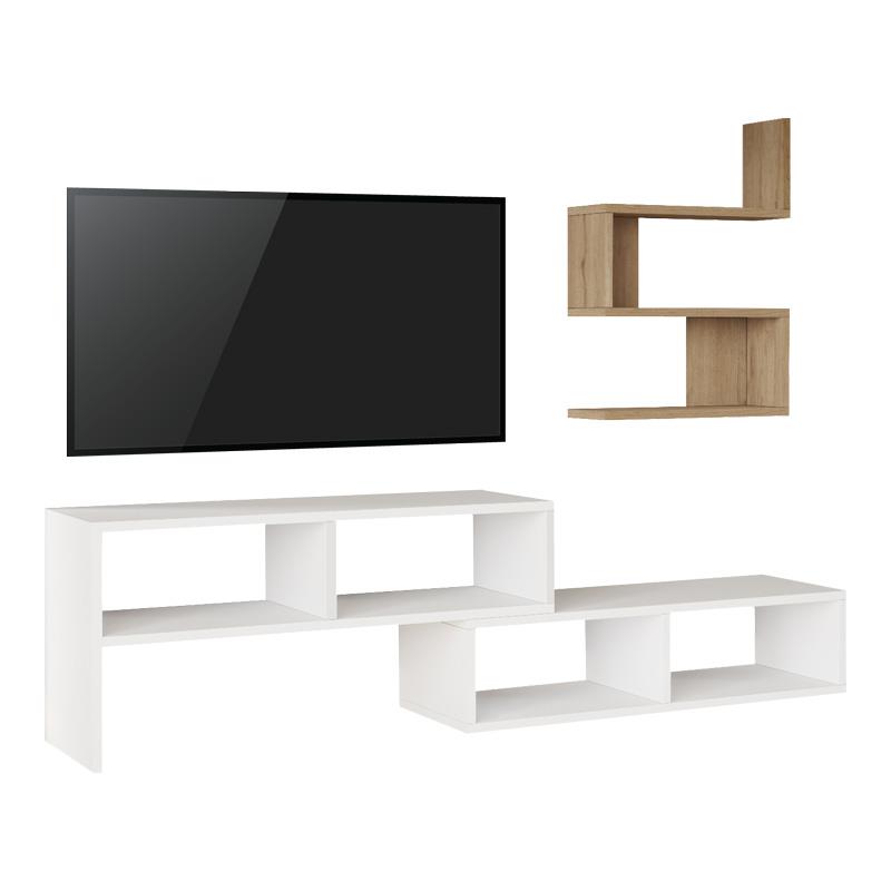 Σύνθετο Σαλονιού Kakomo σε Λευκό - Φυσικό 170x29.5x43εκ Σύνθετο Σαλονιού Kakomo σε Λευκό - Φυσικό 170x29.5x43εκ
