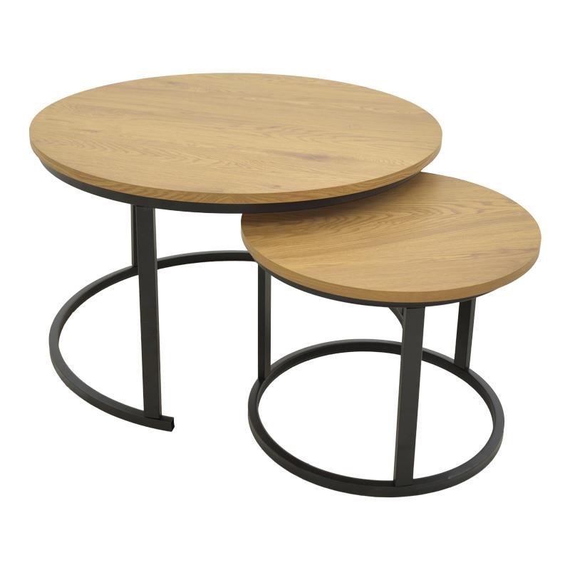 Τραπεζάκι Σαλονιού Revelon σετ 2 τεμ MDF σε Oak χρώμα 80x80x45εκ. Τραπεζάκι Σαλονιού Revelon σετ 2 τεμ MDF σε Oak χρώμα 80x80x45εκ.