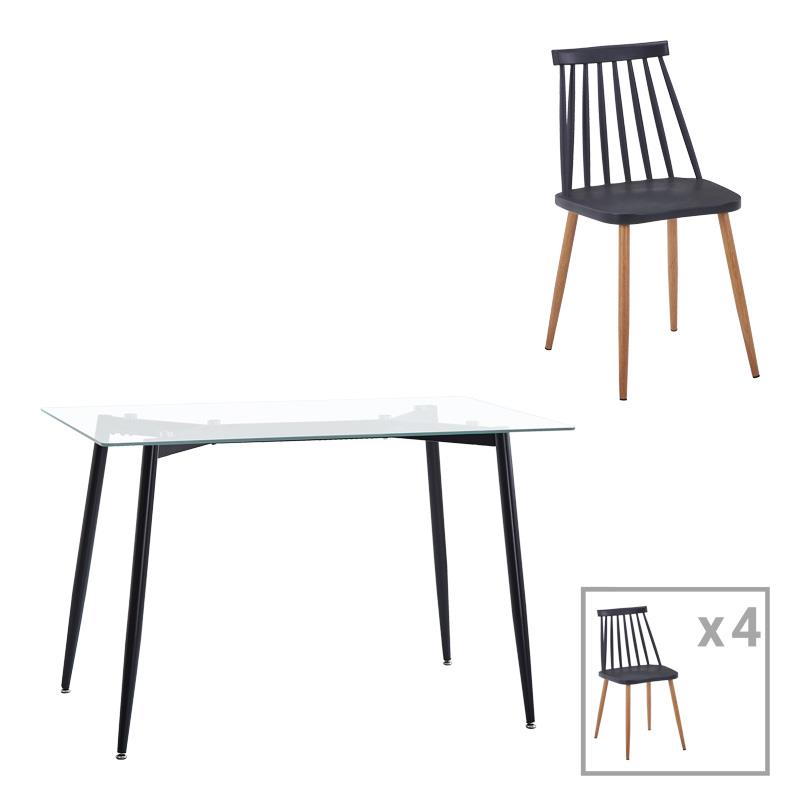 Σετ Τραπεζαρίας Quana - Aurora I 5 τεμ Μαύρο - Φυσικό 120x70x75εκ. Σετ Τραπεζαρίας Quana - Aurora I 5 τεμ Μαύρο - Φυσικό 120x70x75εκ.