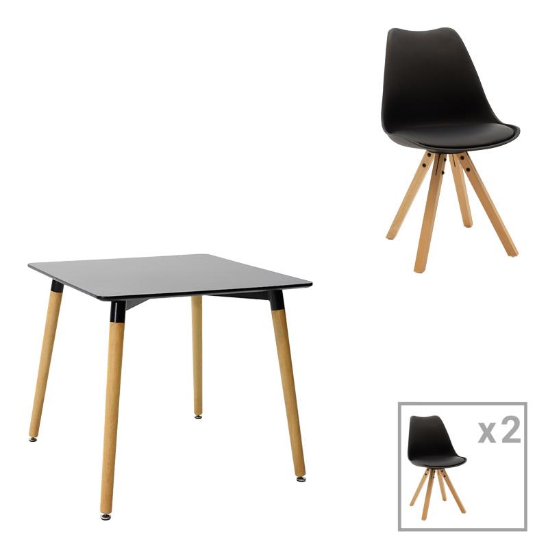 Σετ Τραπεζαρίας Natali - Caron 3 τεμ Mdf σε Μαύρο - Φυσικό 80x80x76εκ. Σετ Τραπεζαρίας Natali - Caron 3 τεμ Mdf σε Μαύρο - Φυσικό 80x80x76εκ.