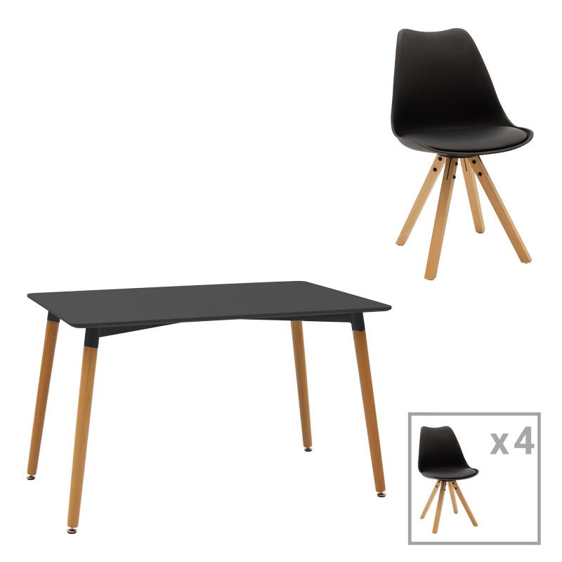 Σετ Τραπεζαρίας Natali - Caron 5 τεμ Mdf σε Μαύρο - Φυσικό 120x80x76εκ. Σετ Τραπεζαρίας Natali - Caron 5 τεμ Mdf σε Μαύρο - Φυσικό 120x80x76εκ.