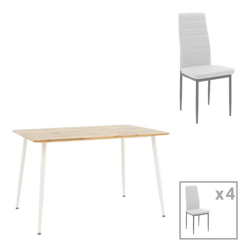 Σετ Τραπεζαρίας Cuba - Parker 5 τεμ Mdf Sonoma - Λευκό 120x80x75εκ. Σετ Τραπεζαρίας Cuba - Parker 5 τεμ Mdf Sonoma - Λευκό 120x80x75εκ.