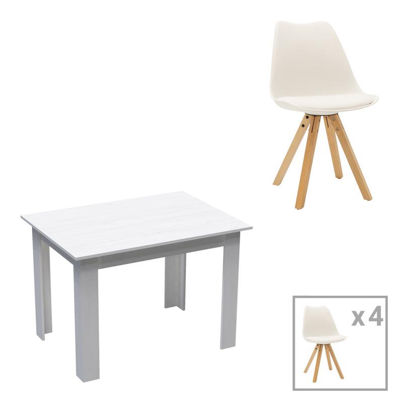Σετ Τραπεζαρίας Manka - Caron 5 τεμ σε Λευκό 110x80x77εκ. Σετ Τραπεζαρίας Manka - Caron 5 τεμ σε Λευκό 110x80x77εκ.