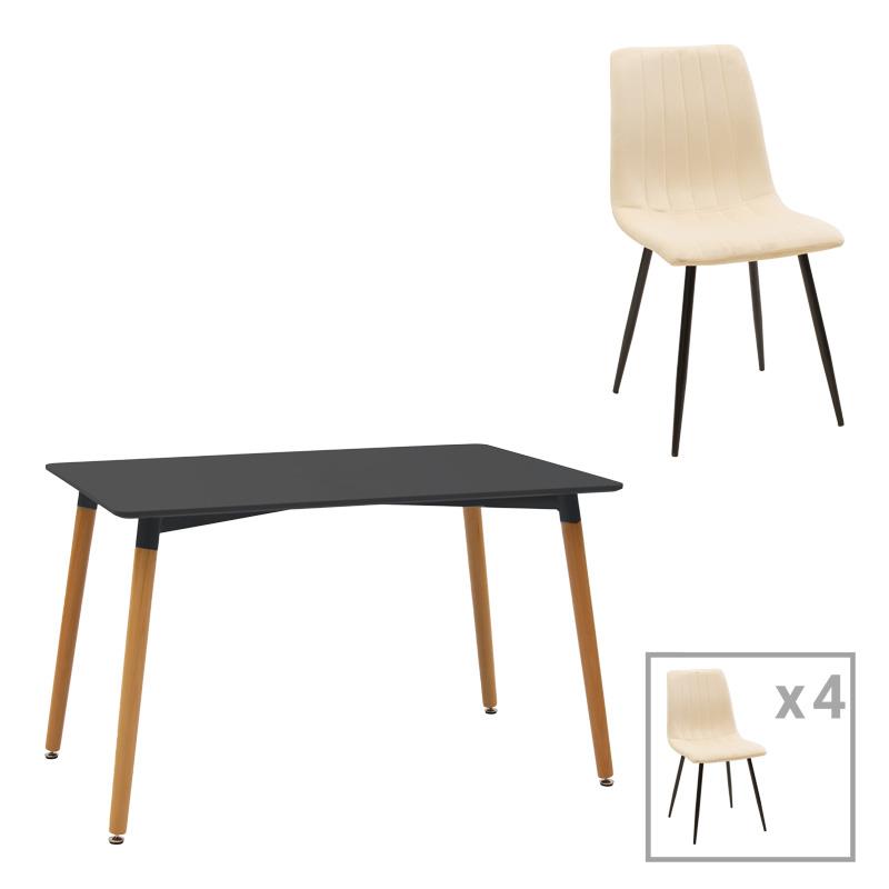 Σετ Τραπεζαρίας Natali-Noor 5 τεμ. MDF Λευκό - Μπέζ - Μαύρο 120x80x76εκ. Σετ Τραπεζαρίας Natali-Noor 5 τεμ. MDF Λευκό - Μπέζ - Μαύρο 120x80x76εκ.