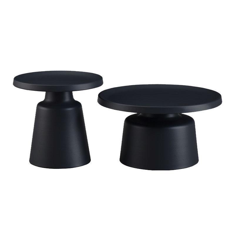 Τραπεζάκια Σαλονιού FL830 Fylliana Σετ 2 τμχ σε Μαύρο χρώμα 50x47εκ & 70x39εκ.