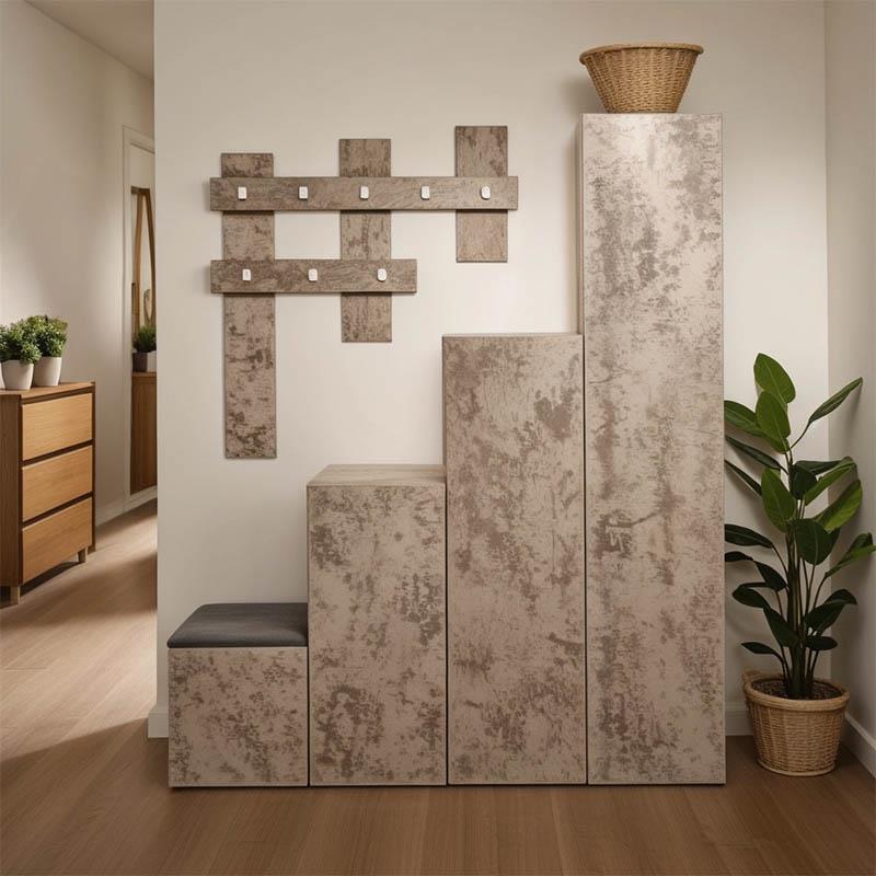 Έπιπλο εισόδου Nenich σε Γκρι oak απόχρωση 150x37x180εκ Έπιπλο εισόδου Nenich σε Γκρι oak απόχρωση 150x37x180εκ