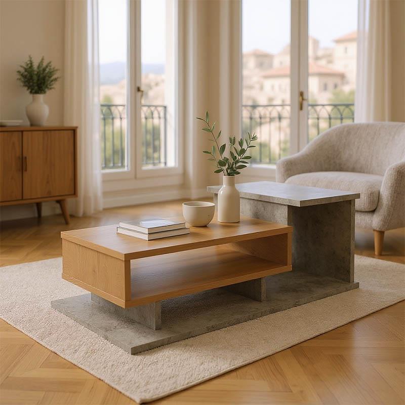 Τραπεζάκι σαλονιού Nuvele σε Γκρι antique-sonoma απόχρωση 90x50x35εκ Τραπεζάκι σαλονιού Nuvele σε Γκρι antique-sonoma απόχρωση 90x50x35εκ