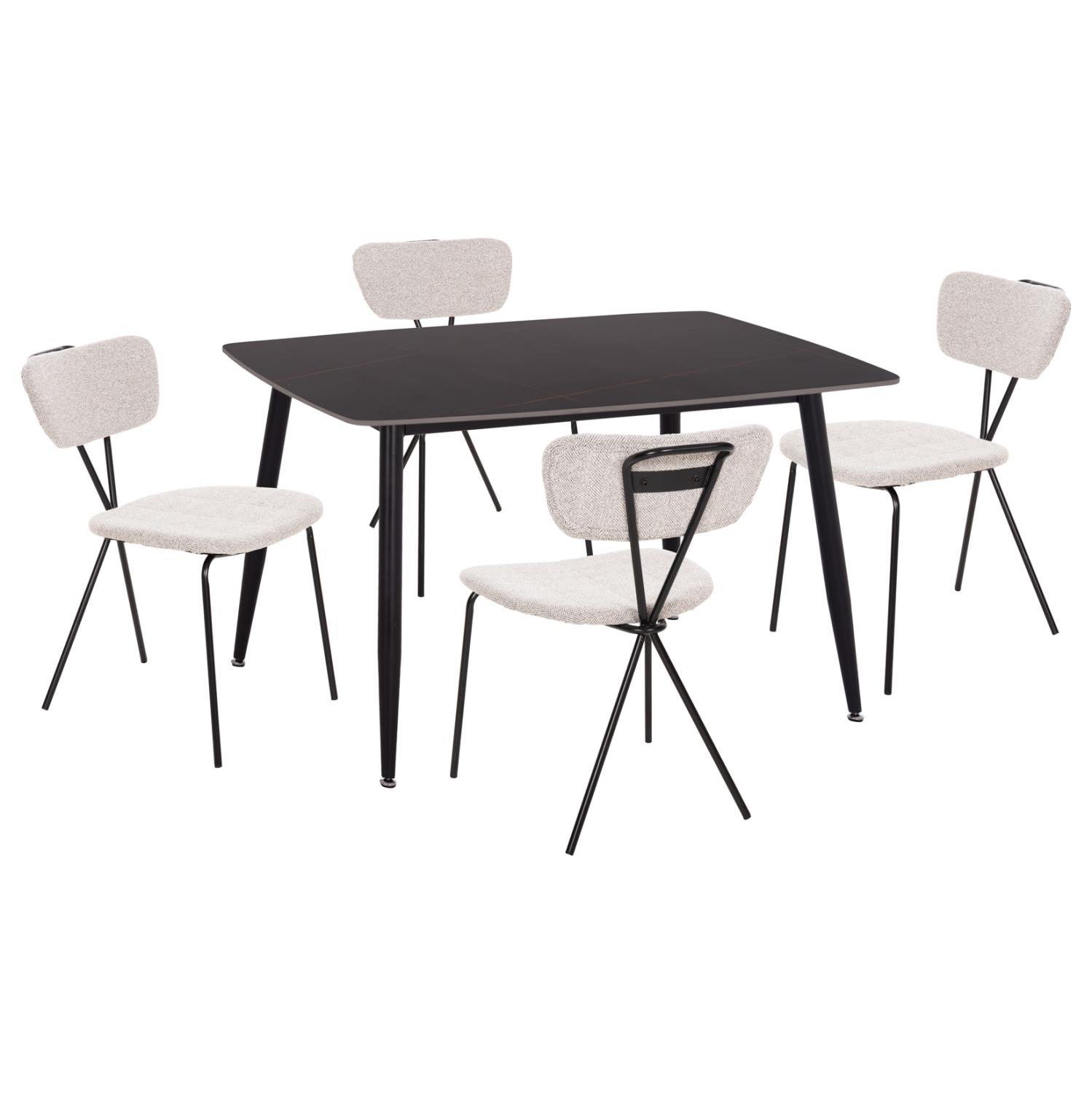 Σετ Τραπεζαρίας RAVEN C21067.02 5τεμ. Κεραμική Επιφάνεια Μαύρο Μάρμαρο & Μέταλλο