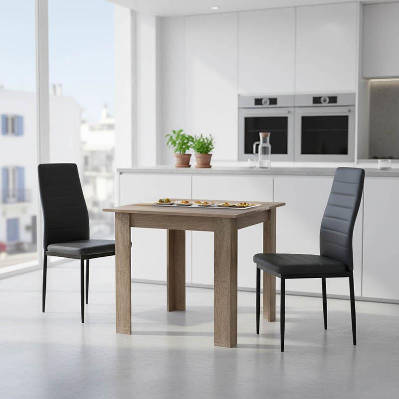 Σετ Τραπεζαρία Manka-Parker σετ 3τεμ mdf σε μαύρη-sonoma truffle απόχρωση 80x80x77εκ Σετ Τραπεζαρία Manka-Parker σετ 3τεμ mdf σε μαύρη-sonoma truffle απόχρωση 80x80x77εκ