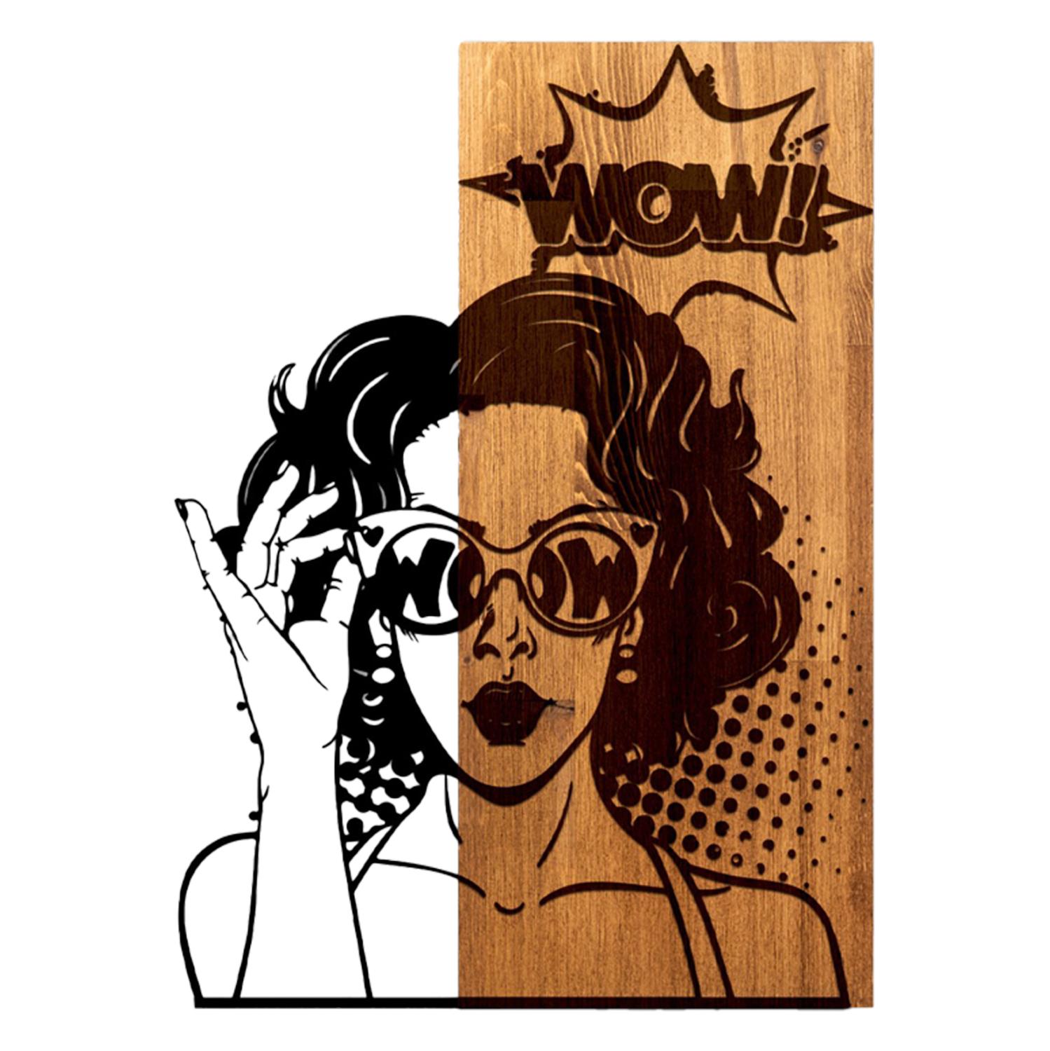 Διακοσμητικό Τοίχου C4758 Όψη Γυναίκας Φύλλα Μετάλλου Μαύρα - Ξύλο 42x3(βάθος)x58Υεκ.