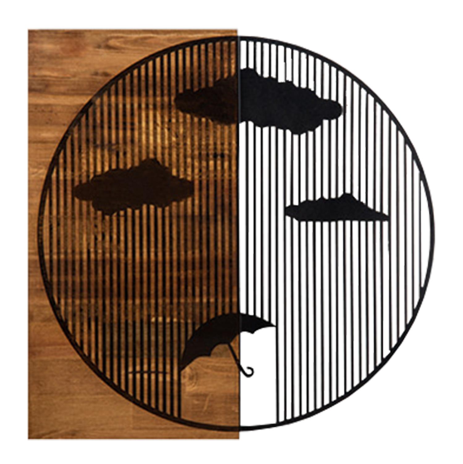 Διακοσμητικό Τοίχου C4808 Φύλλα Μετάλλου Μαύρα - Ξύλο 58x3(βάθος)x58Υεκ.