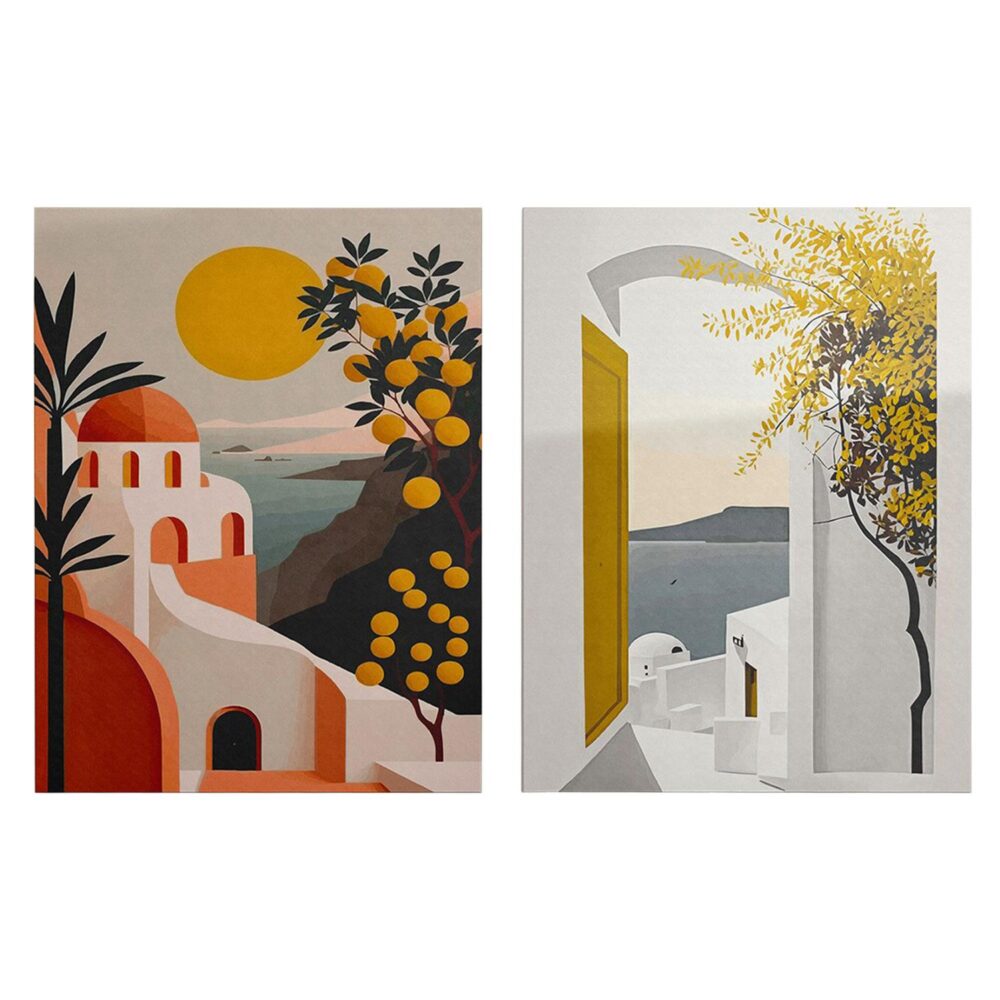 Πίνακας Τοίχου 2τμχ Σειρά GOBI C4838 Εκτυπωμένος Καμβάς Νησί 50x3x70Yεκ.(x2)