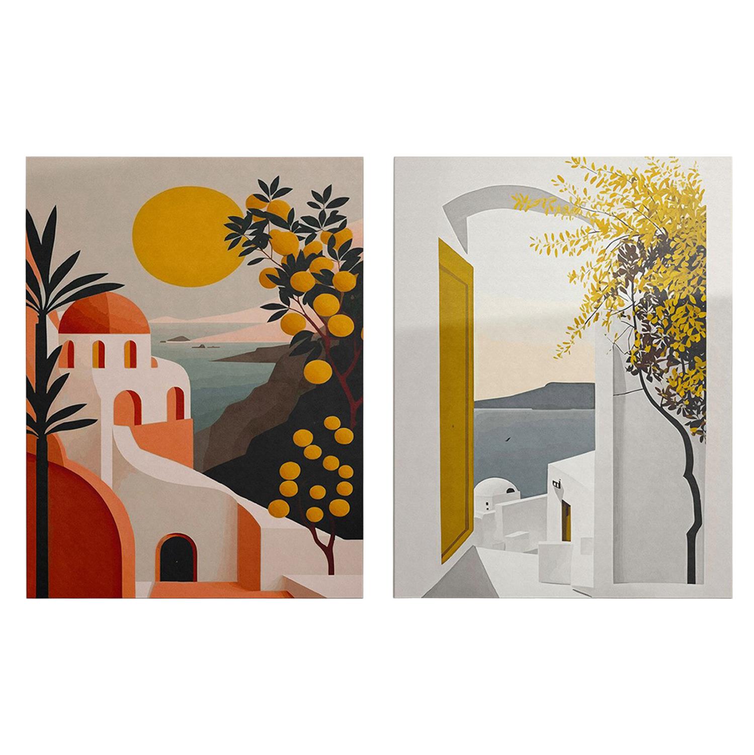 Πίνακας Τοίχου 2τμχ Σειρά GOBI C4838 Εκτυπωμένος Καμβάς Νησί 50x3x70Yεκ.(x2)