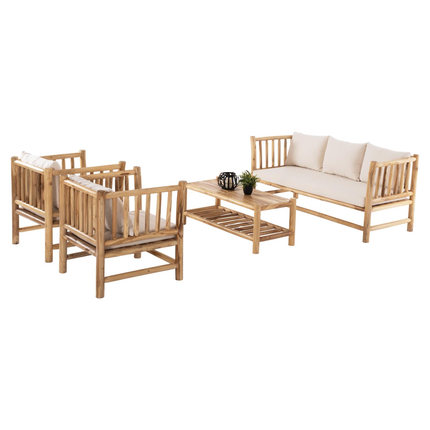 Σετ Σαλόνι κήπου EDDARD C9340.25 4τμχ από Μασίφ Ξύλο TEAK Φυσικό - Λευκό Σετ Σαλόνι κήπου EDDARD C9340.25 4τμχ από Μασίφ Ξύλο TEAK Φυσικό - Λευκό