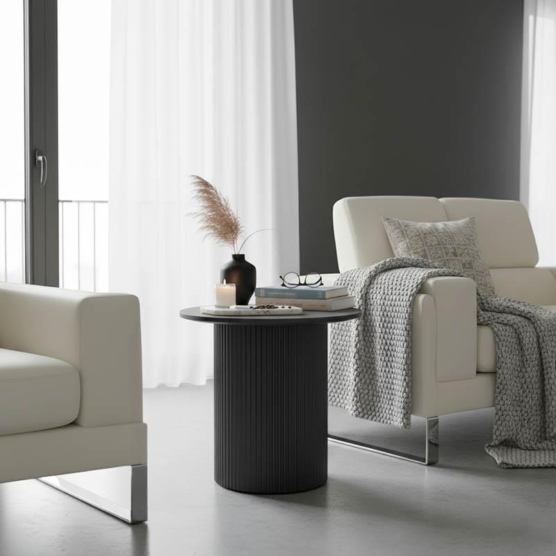 Βοηθητικό τραπεζάκι σαλονιού Dovel mdf σε μαύρη απόχρωση Φ50x45εκ Βοηθητικό τραπεζάκι σαλονιού Dovel mdf σε μαύρη απόχρωση Φ50x45εκ