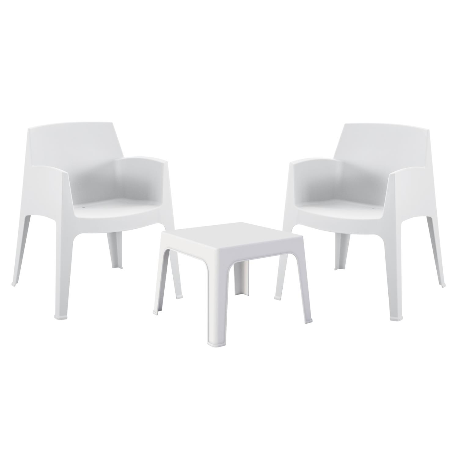 Σετ κήπου SLEEK C21267.01 3 τμχ Πολυπροπυλένιο Λευκό με Τραπεζάκι και 2 Πολυθρόνες