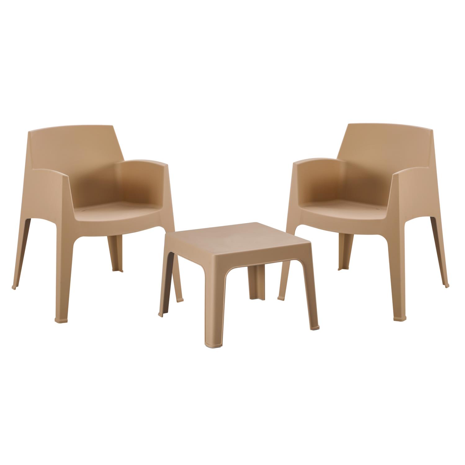 Σετ κήπου SLEEK C21267.03 Πολυπροπυλένιου Καπουτσίνο με Τραπεζάκι και 2 Πολυθρόνες