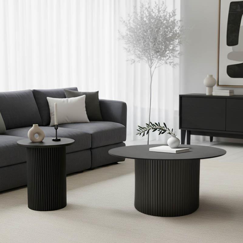 Tραπέζια σαλονιού Dovel mdf σετ 2τεμ. μαύρο Tραπέζια σαλονιού Dovel mdf σετ 2τεμ. μαύρο