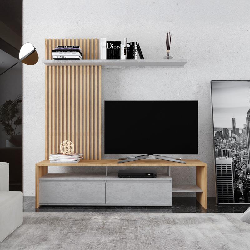 Σύνθετο σαλονιού Neo σε oak-γκρι απόχρωση 190x40x200εκ Σύνθετο σαλονιού Neo σε oak-γκρι απόχρωση 190x40x200εκ