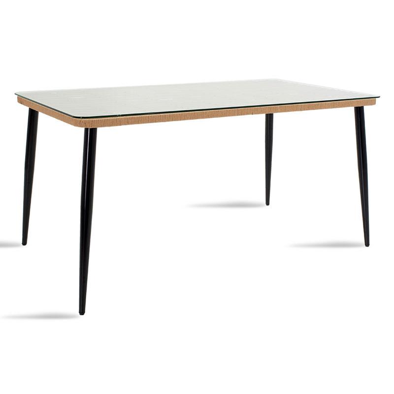 Τραπέζι Naoki μέταλλο μαύρο-pe φυσικό-γυαλί 160x90x78εκ Τραπέζι Naoki μέταλλο μαύρο-pe φυσικό-γυαλί 160x90x78εκ