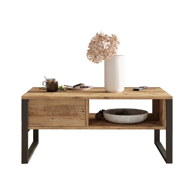 Τραπέζι σαλονιού Honora oak-μαύρο 100x60x44,5εκ Τραπέζι σαλονιού Honora oak-μαύρο 100x60x44,5εκ