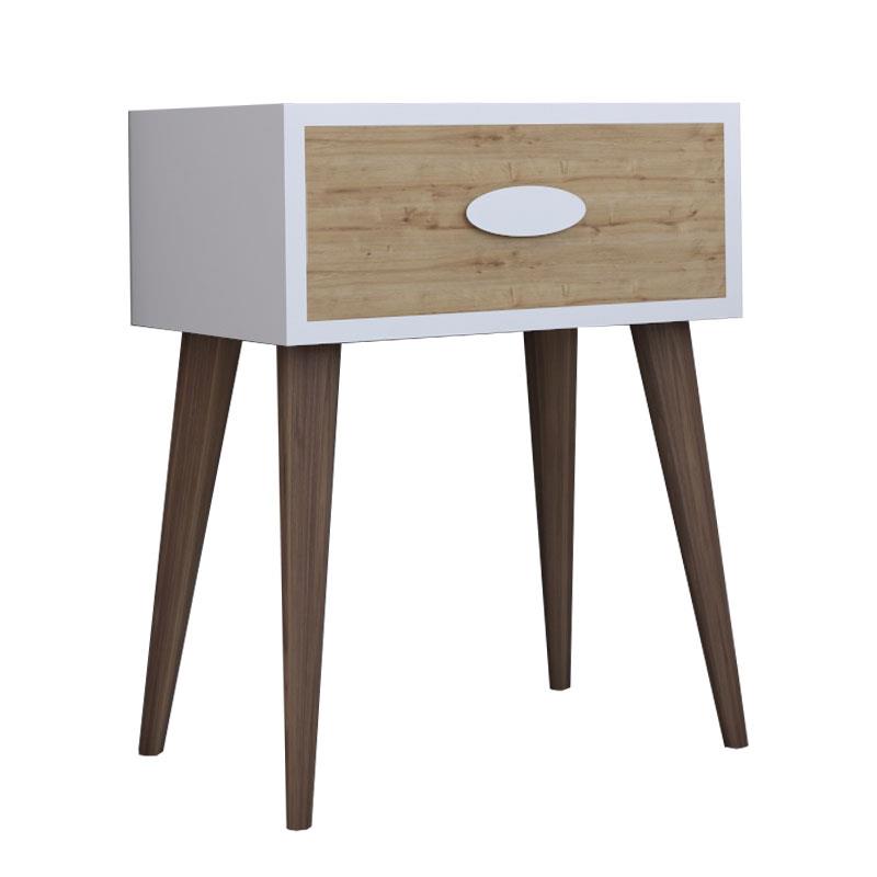 Κομοδίνο Laber με ένα συρτάρι καρυδί-λευκό-sonoma 45x30x57.5εκ Κομοδίνο Laber με ένα συρτάρι καρυδί-λευκό-sonoma 45x30x57.5εκ